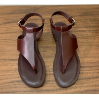 Cheap Price Loro Piana Flip-flops Sandal in Calfskin LP62337 Brown