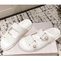 Grade Quality Jimmy Choo Fayence Flat Slides Sandal in Leather with Pearl Embellishment White 0605106