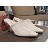Good Looking Jimmy Choo Lotta Tulle Mesh and Nappa Leather Heel Mules 8.5cm White 0605112