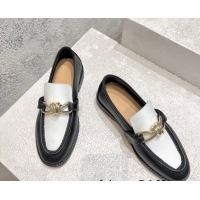 Best Grade Bottega Veneta Astaire Loafers in Calfskin with Knot Black/White/Gold 0428099