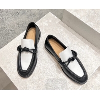 Perfect Bottega Veneta Astaire Loafers in Calfskin with One-Tone Knot Black/White 0428100