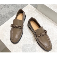 Best Product Bottega Veneta Astaire Loafers in Calfskin with One-Tone Knot Grey 0428102