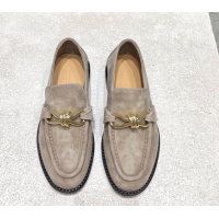Top Grade Bottega Veneta Astaire Loafers in Suede with Knot Grey/Gold 0428103