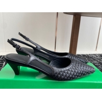 Classic Hot Bottega Veneta Intrecciato Leather Slingback Pumps 4.5cm Black 2025 BV060401