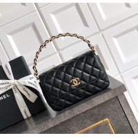 Luxury Discount Chanel Lambskin Mini Flap Bag with Top Handle Bag 0702 Black 2025