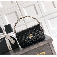 Good Taste Chanel Patent Calfskin Mini Flap Bag with Top Handle Bag 0702 Black 2025
