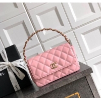 Low Cost Chanel Patent Calfskin Mini Flap Bag with Top Handle Bag 0702 Light Pink 2025