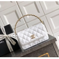 Luxury Discount Chanel Patent Calfskin Mini Flap Bag with Top Handle Bag 0702 White 2025