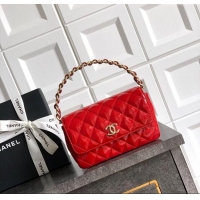 Unique Style Chanel Patent Calfskin Mini Flap Bag with Top Handle Bag 0702 Red 2025