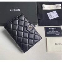 Buy Discount Chanel Lambskin Passport Cover A3658 Black/Silver 2025