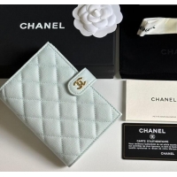 Low Cost Chanel Grained Calfskin Passport Cover A3658 Pale Green/Gold 2025