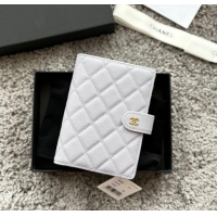 Good Quality Chanel Grained Calfskin Passport Cover A3658 Light Grey 2025