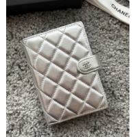 Good Looking Chanel Lambskin Passport Cover A3658 Silver-Tone 2025