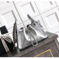 Top Grade Chanel 25 Mini Hobo Handbag in Grained Calfskin AS5631 Silver 2025