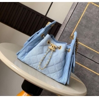 Luxury Discount Chanel 25 Mini Hobo Handbag in Denim AS5631 Light Blue 2025