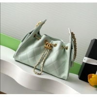 Top Grade Chanel 25 Mini Hobo Handbag in Grained Calfskin AS5631 Light Green 2025