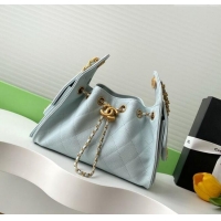 Buy Discount Chanel 25 Mini Hobo Handbag in Grained Calfskin AS5631 Light Blue 2025
