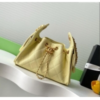 Luxury Cheap Chanel 25 Mini Hobo Handbag in Grained Calfskin AS5631 Light Yellow 2025