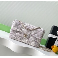 Top Grade Chanel Printed Denim Flap Bag AS5454 Grey/White 2025