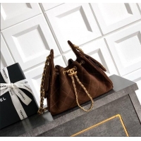 Well Crafted Chanel 25 Mini Hobo Handbag in Suede AS5631 Dark Brown 2025