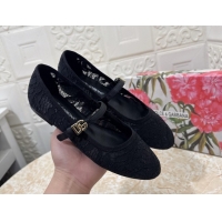 Stylish Dolce & Gabbana Lace Ballet Flats Black DG042801