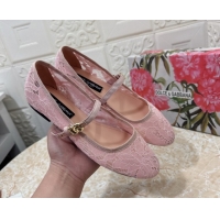Grade Quality Dolce & Gabbana Lace Ballet Flats Light Pink DG042801