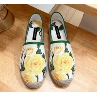Most Popular Dolce & Gabbana Flower-print Canvas Espadrilles Flat Yellow 0604142