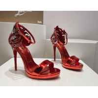 Good Product Christian Louboutin Metallic Leather High Heel Sandals 115MM CL031721 Red