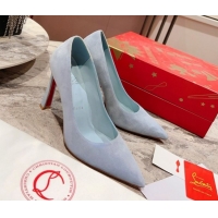 Pretty Style Christian Louboutin Condora Suede Pumps 10cm Blue 0604121