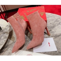 Good Quality Christian Louboutin Condora Suede Ankle Boots 10cm Pink 0604124