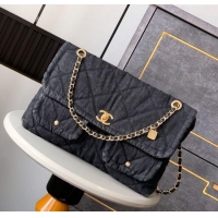 Grade Design Chanel Denim Flap Bag with Pockets CH070301 Black 2025