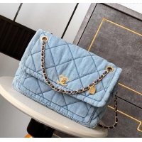 Trendy Design Chanel Denim Flap Bag with Large Pocket CH070301 Light Blue 2025
