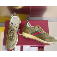Stylish Gucci Re-Motion Sneaker in Suede & GG Nylon 840291 Dark Green