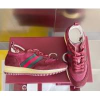 Sumptuous Gucci Re-Motion Sneaker in Suede & GG Nylon 840291 Rosso Ancora Red