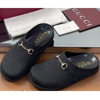 Classic Hot Gucci GG Canvas Mules with Horsebit Black 0609068