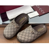 Good Quality Gucci GG Canvas Mules with Horsebit Beige 0609070
