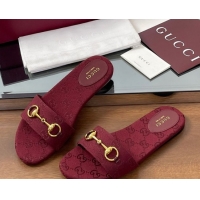 Low Price Gucci GG Canvas Flat Slides Sandal with Horsebit Red 0609076