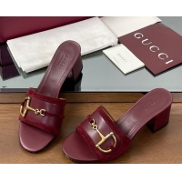 Trendy Design Gucci Heel Slides Sandal 5.5cm in Suede Trim and Lambskin with Horsebit Red 0609088