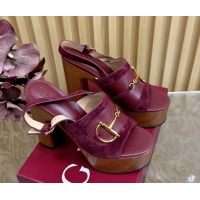 Charming Gucci Platform Heel Sandals 13cm in Suede and Leather with Horsebit Red 0609116