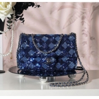Discount Chanel Allover Sequins Classic Mini Flap Bag A69900 Blue 2025