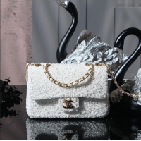 Promotional Chanel Sequins & Pearls Classic Mini Flap Bag A69900 White 2025 Fall/Winter