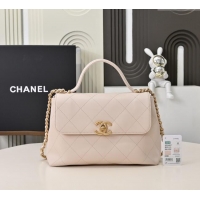 Top Grade Chanel Calfskin Large Flap Bag with Top Handle AS5467 Light Pink 2025