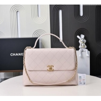 Top Grade Chanel Calfskin Maxi Flap Bag with Top Handle AS5543 Light Pink 2025