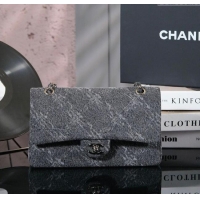 Buy Inexpensive Chanel Printed Denim Classic Medium Flap Bag A01112 Black 2025