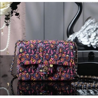 New Design Chanel Mixed Fiber & Embroidery Mini Classic Flap Bag A69900 Navy Blue/Multicolored 2025