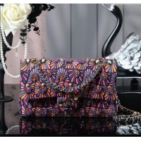 Well Crafted Chanel Mixed Fiber & Embroidery Classic Medium Flap Bag A01112 Navy Blue/Multicolored 2025