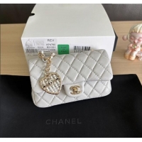 Reasonable Price Chanel Lambskin Classic Mini Bag with hook and Heart Charm AP4760 Light Grey 2025