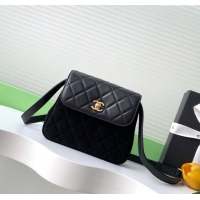 Famous Brand Chanel Suede & Lambskin Phone Holder with Strap AP4679 Black 2025