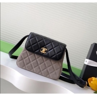 Luxury Cheap Chanel Suede & Lambskin Phone Holder with Strap AP4679 Black/Grey 2025