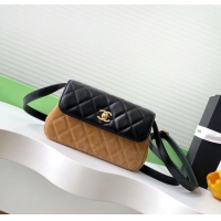 Most Popular Chanel Suede & Lambskin Phone Holder with Strap AP4677 Beige/Black 2025